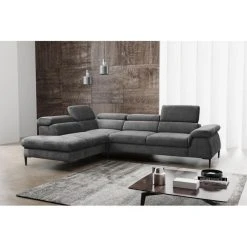 PASCAL MORABITO Grand Canapé D'angle Convertible En Velours Anthracite SEPINA De PASC...