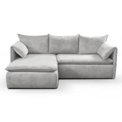 PASCAL MORABITO Canapé D'angle Convertible En Velours Côtelé Gris Clair TEODORA De ... -Magasin Joss & Main canape teodora 11959870 31710542 1140x1140