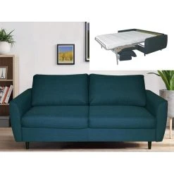 Vente-unique Canapé Convertible Express En Tissu Bleu YVAN