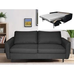 Vente-unique Canapé Convertible Express En Tissu Anthracite YVAN