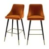 Rendez Vous Déco Chaise De Bar Aristote En Velours Orange 77.5 Cm (lot De 2)