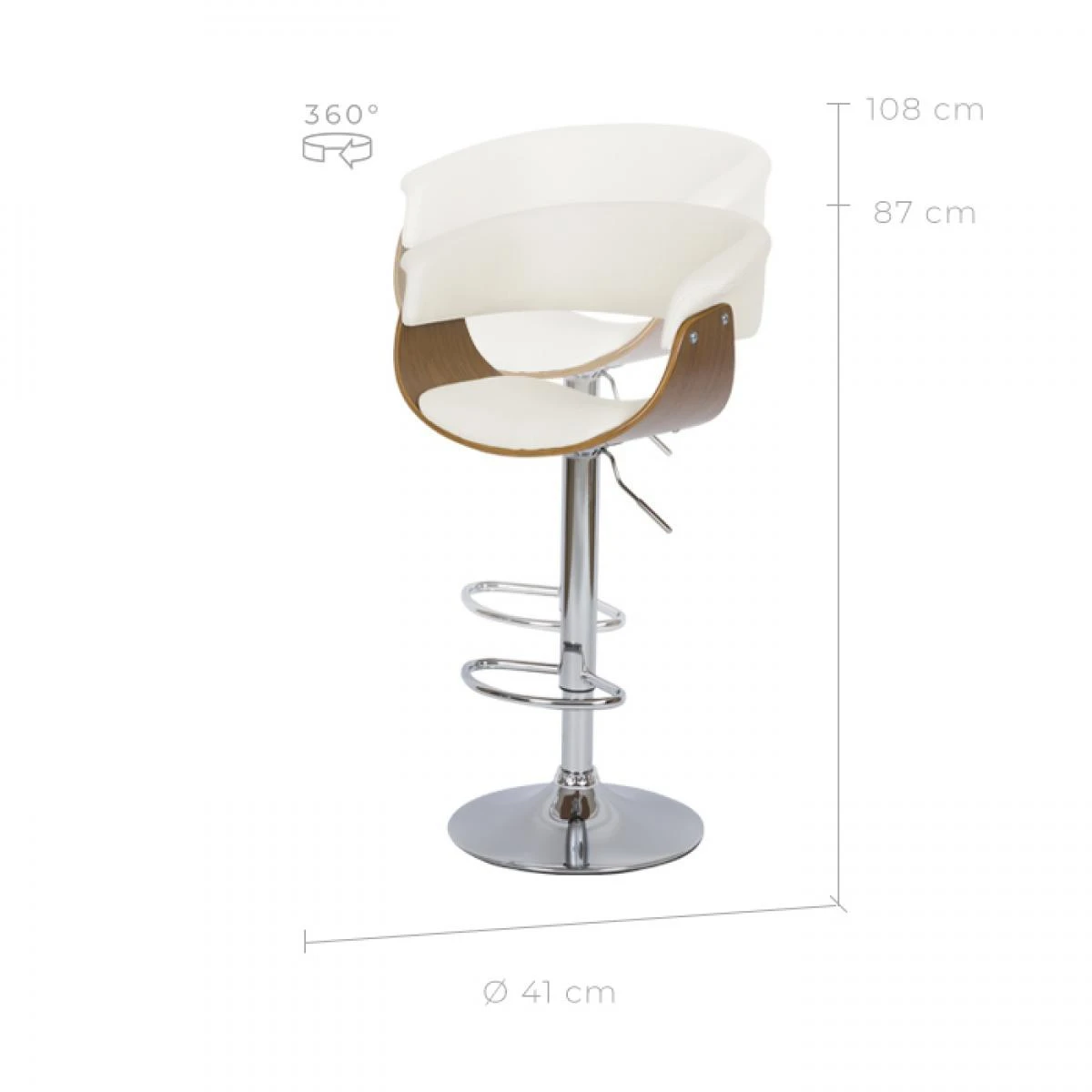 Rendez Vous Déco Chaise De Bar Blanche Basile Avec Accoudoirs 55.5/81 Cm 2 Rendez Vous Déco Chaise De Bar Blanche Basile Avec Accoudoirs 55.5/81 Cm – Image 2