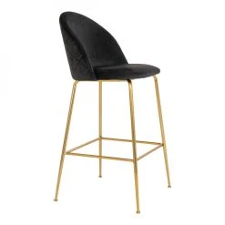 HOUSE NORDIC Chaise De Bar LAUSANNE Velours Noir Avec Pieds Aspect Laiton -Magasin Joss & Main chaise de bar lausanne velours noir avec pieds aspect laiton 1001266 3 1140x1140