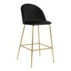 HOUSE NORDIC Chaise De Bar LAUSANNE Velours Noir Avec Pieds Aspect Laiton