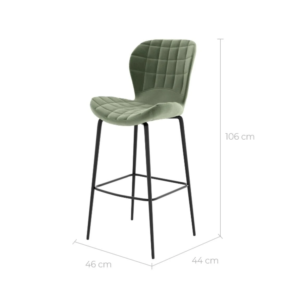 Rendez Vous Déco Chaise De Bar Mazzia En Velours Vert 75 Cm (lot De 2) 2 Rendez Vous Déco Chaise De Bar Mazzia En Velours Vert 75 Cm (lot De 2) – Image 2