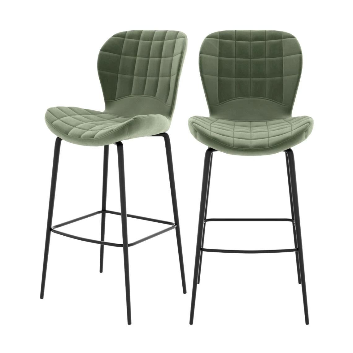 Rendez Vous Déco Chaise De Bar Mazzia En Velours Vert 75 Cm (lot De 2) 3 Rendez Vous Déco Chaise De Bar Mazzia En Velours Vert 75 Cm (lot De 2) – Image 3