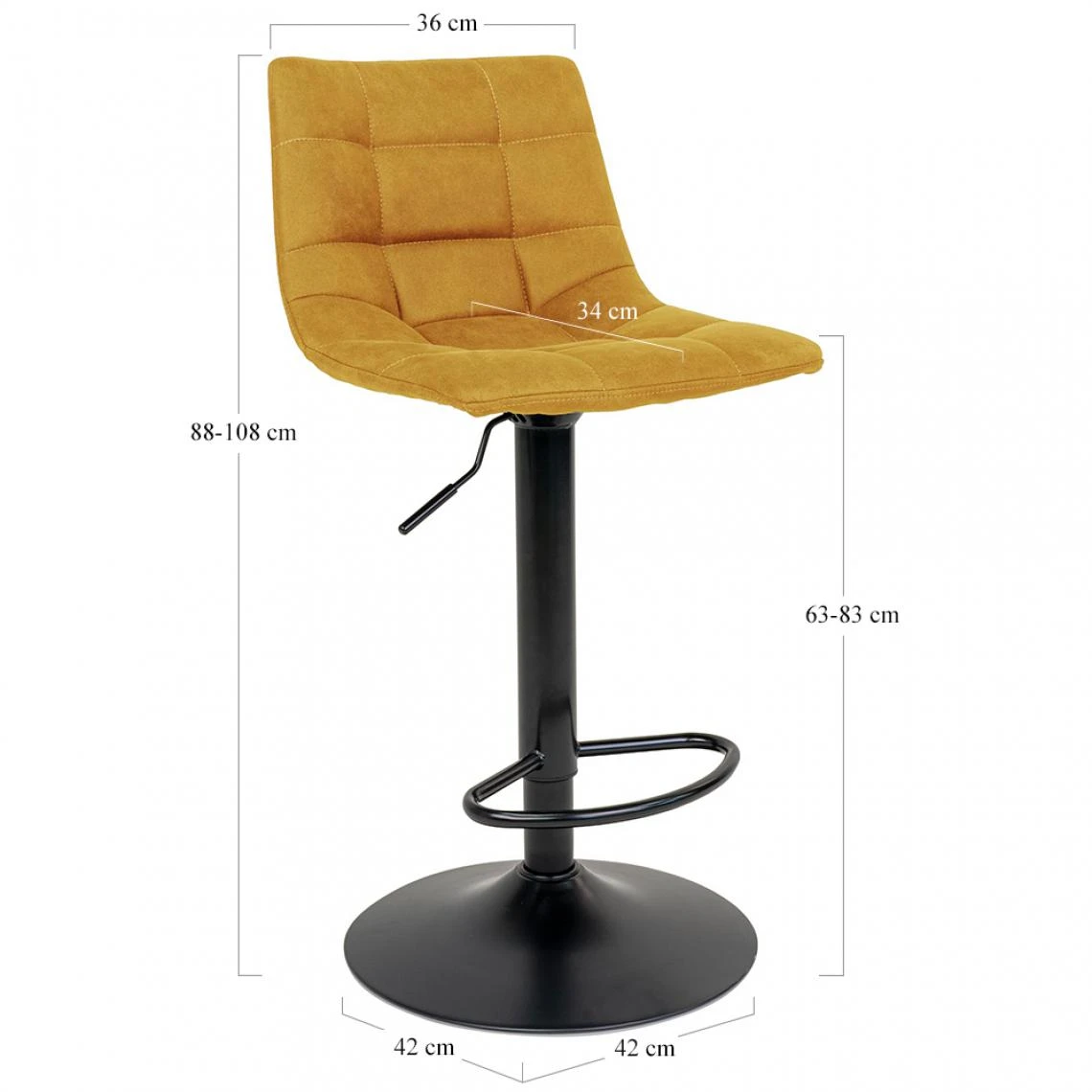 HOUSE NORDIC Chaise De Bar MIDDELFART Jaune Moutarde 5 HOUSE NORDIC Chaise De Bar MIDDELFART Jaune Moutarde – Image 5