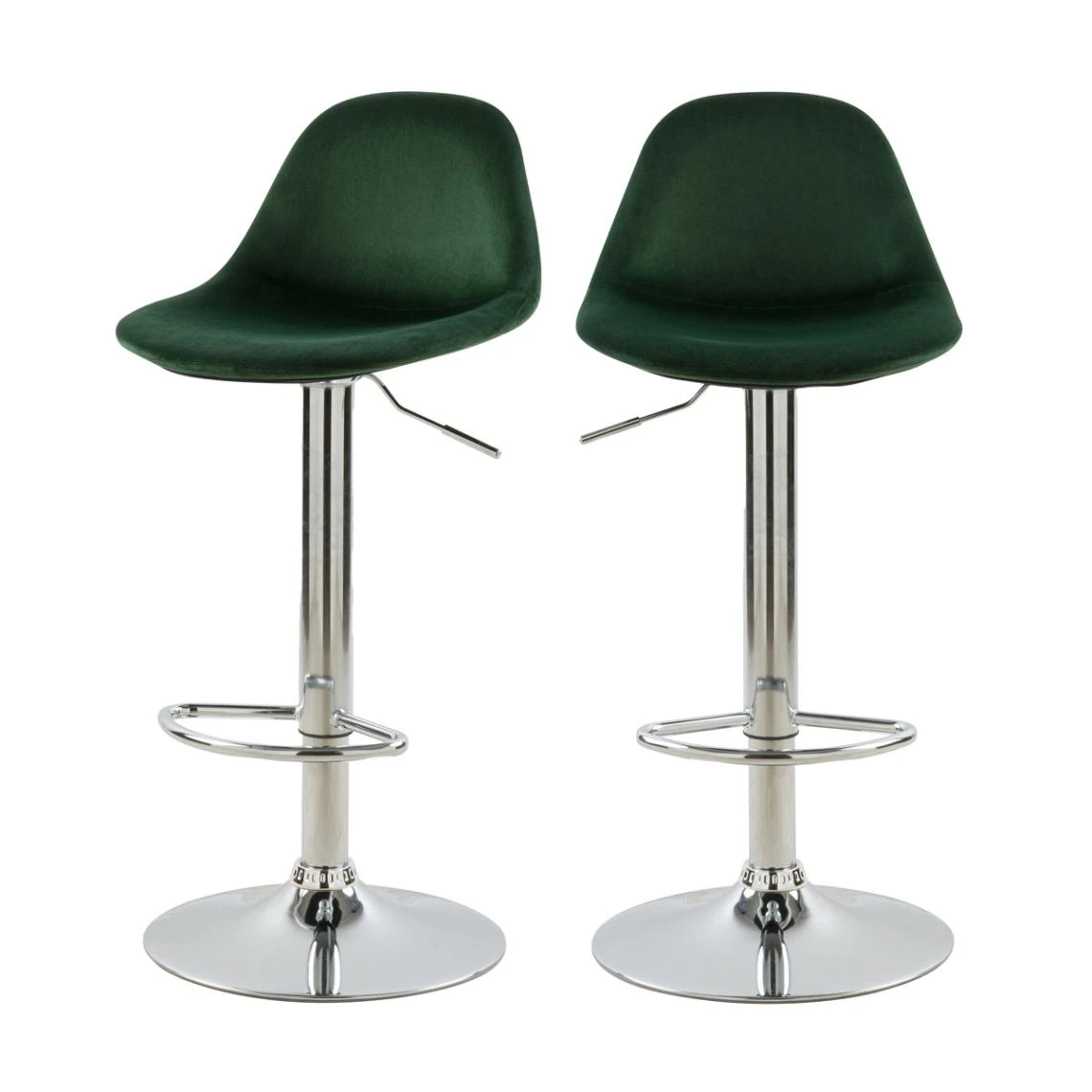 Rendez Vous Déco Chaise De Bar Pavo En Velours Vert 60/82 Cm (lot De 2) 3 Rendez Vous Déco Chaise De Bar Pavo En Velours Vert 60/82 Cm (lot De 2) – Image 3