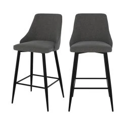 Rendez Vous Déco Chaise De Bar Pipo En Tissu Gris Foncé 66,5 Cm (lot De 2)