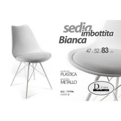 Webmarketpoint Chaise De Bureau à Domicile En Plastique Et Métal Blanc Cm 47 X 52 X...