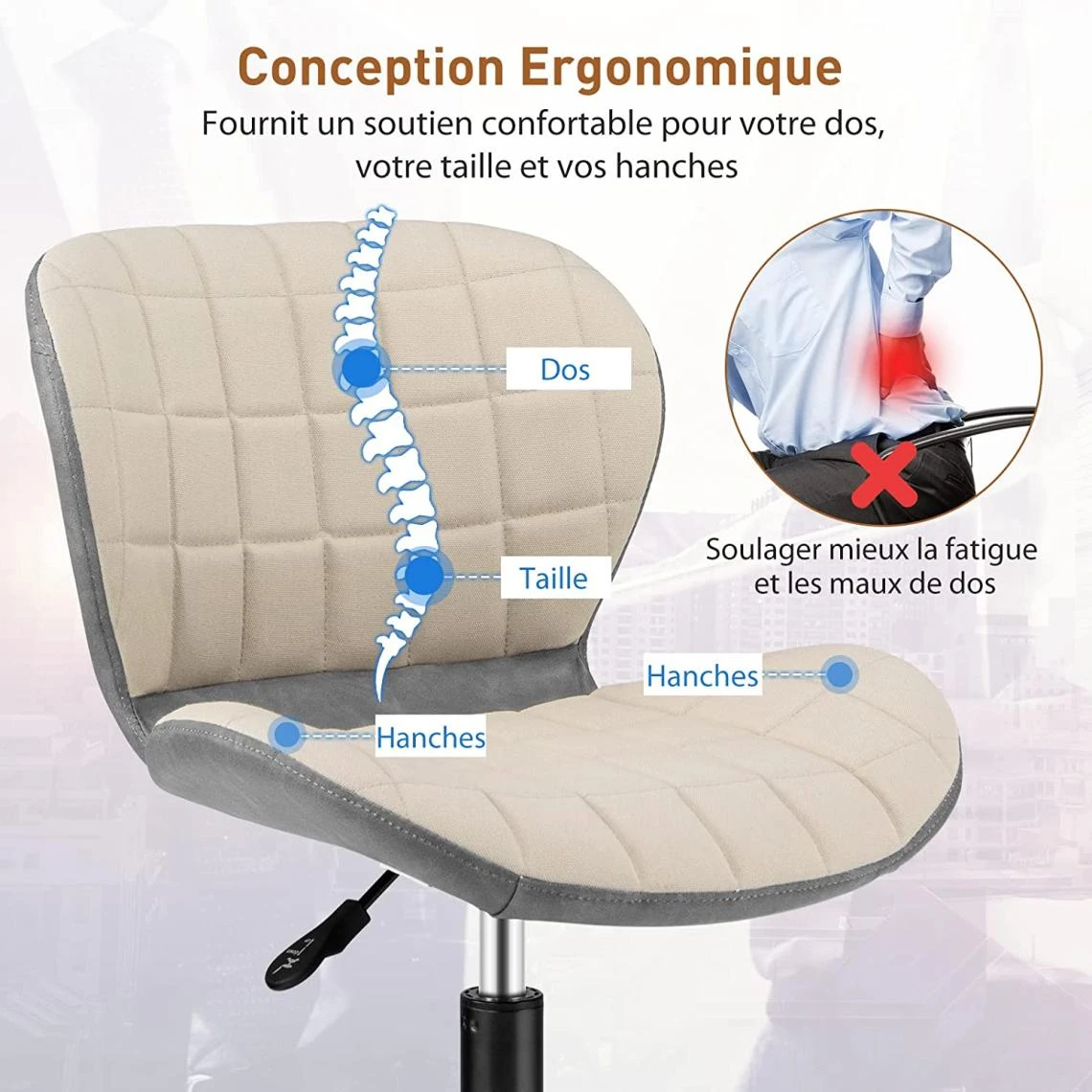 Giantex Chaise De Bureau à Roulette Pivotant Réglable En Hauteur Ergonomique... 1 Giantex Chaise De Bureau à Roulette Pivotant Réglable En Hauteur Ergonomique...