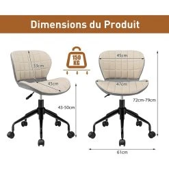 Giantex Chaise De Bureau à Roulette Pivotant Réglable En Hauteur Ergonomique... 7 Giantex Chaise De Bureau à Roulette Pivotant Réglable En Hauteur Ergonomique... -Magasin Joss & Main chaise de bureau a roulette pivotant reglable en hauteur ergonomique surface en cuir pu gris 14136812 39412722 1140x1140