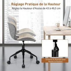 Giantex Chaise De Bureau à Roulette Pivotant Réglable En Hauteur Ergonomique... 9 Giantex Chaise De Bureau à Roulette Pivotant Réglable En Hauteur Ergonomique... -Magasin Joss & Main chaise de bureau a roulette pivotant reglable en hauteur ergonomique surface en cuir pu gris 14136812 39412726 1140x1140