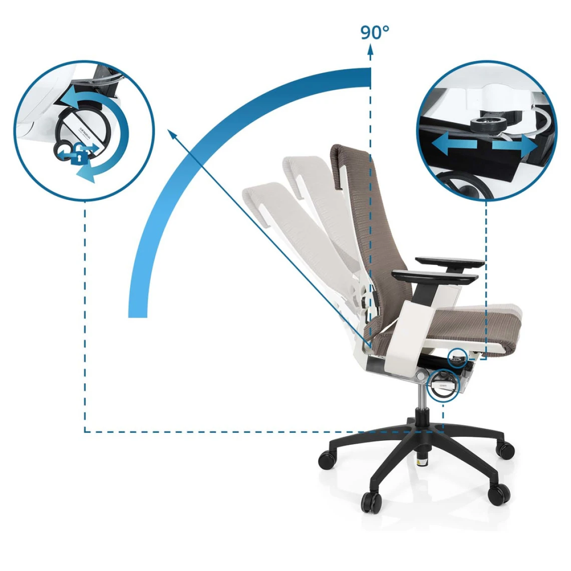 Hjh OFFICE Chaise De Bureau / Chaise Bureau GENIDIA SMART WHITE Tissu Maille Gris... 2 Hjh OFFICE Chaise De Bureau / Chaise Bureau GENIDIA SMART WHITE Tissu Maille Gris... – Image 2