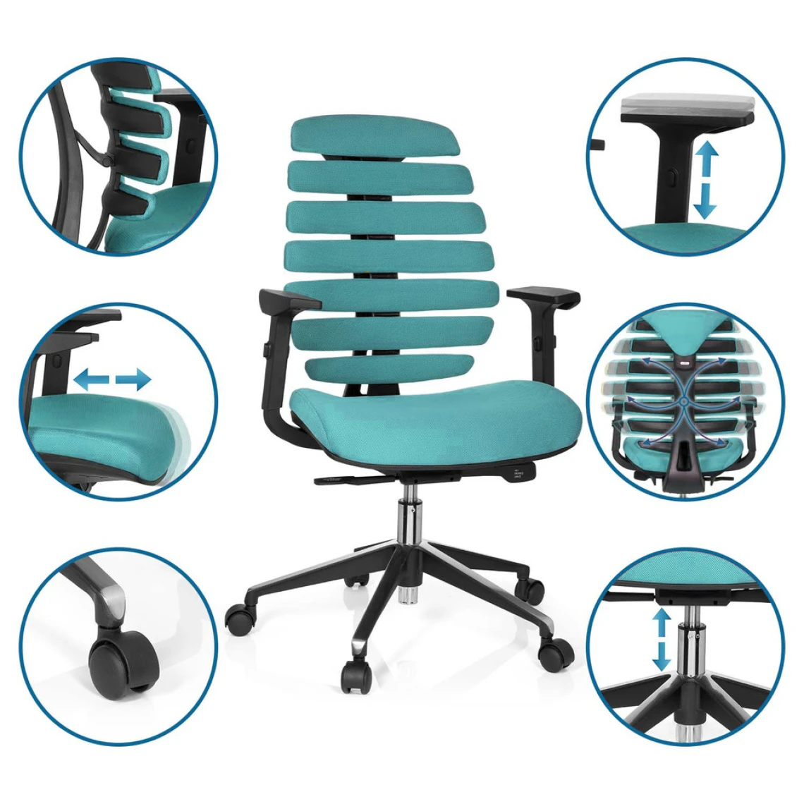 Chaise De Bureau / Chaise Pivotante ERGO LINE II Tissu Noir Hjh OFFICE 3 Chaise De Bureau / Chaise Pivotante ERGO LINE II Tissu Noir Hjh OFFICE – Image 3