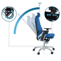 Hjh OFFICE Chaise De Bureau / Chaise Pivotante GENIDIA PRO Tissu Maille Bleu -Magasin Joss & Main chaise de bureau chaise pivotante genidia pro tissu maille 7859325 377844 4 1140x1140