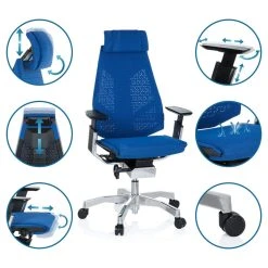 Hjh OFFICE Chaise De Bureau / Chaise Pivotante GENIDIA PRO Tissu Maille Bleu -Magasin Joss & Main chaise de bureau chaise pivotante genidia pro tissu maille 7859325 377846 6 1140x1140