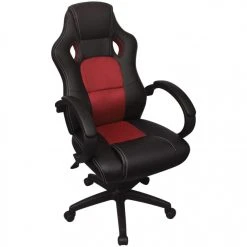 Chunhelife Chaise De Bureau En Cuir Artificiel Rouge