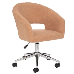 Pegane Chaise De Bureau En Tissu Beige à Bouclettes Avec Pieds En Métal - L... -Magasin Joss & Main chaise de bureau en tissu beige a bouclettes avec pieds en metal longueur 58 x profondeur 55 x hauteur 86 cm 14087486 39178852 1140x1140