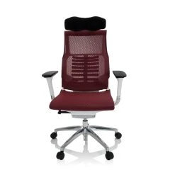 Hjh OFFICE Chaise De Bureau / Fauteuil De Bureau DYNAFIT WHITE Tissu Maille Rouge...
