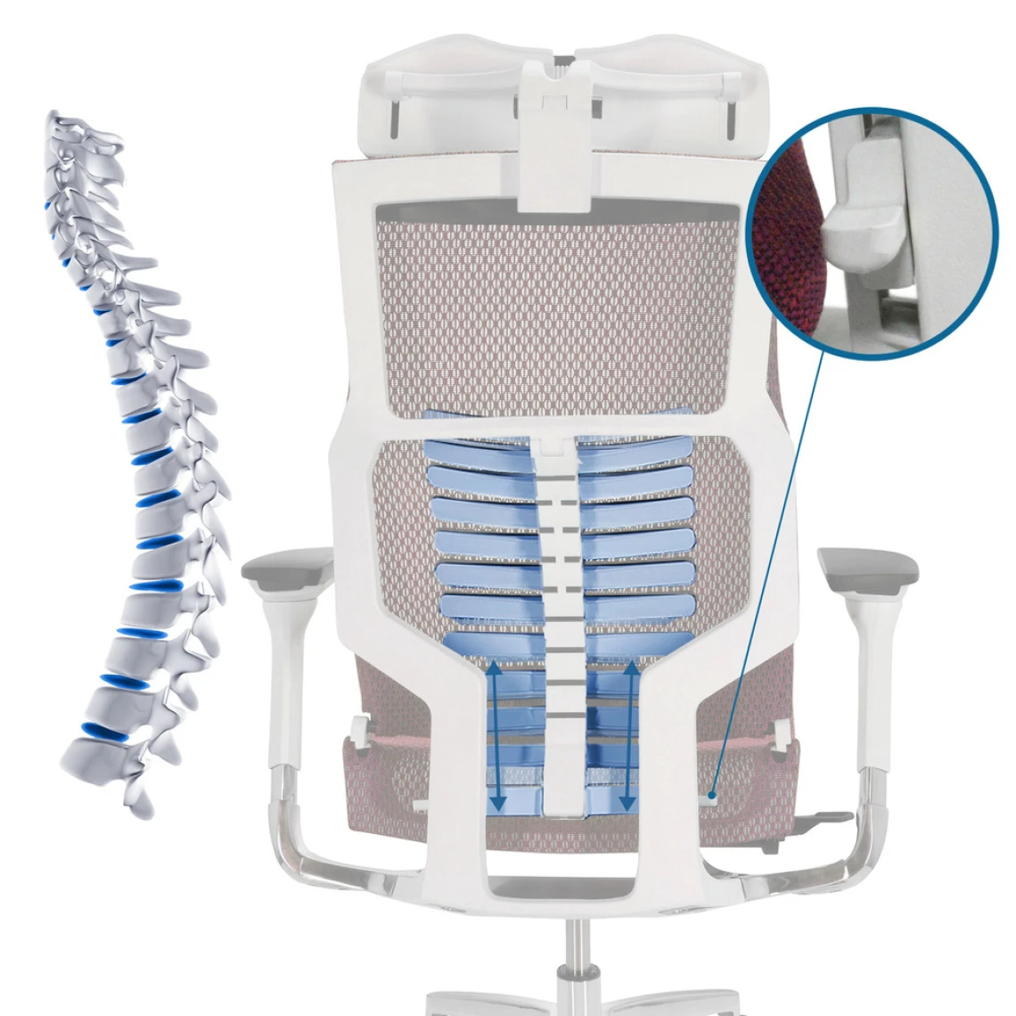 Hjh OFFICE Chaise De Bureau / Fauteuil De Bureau DYNAFIT WHITE Tissu Maille Rouge... 5 Hjh OFFICE Chaise De Bureau / Fauteuil De Bureau DYNAFIT WHITE Tissu Maille Rouge... – Image 5