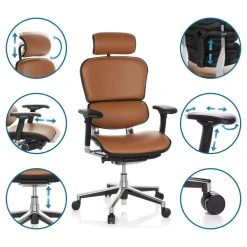 Hjh OFFICE Chaise De Bureau / Fauteuil De Direction ERGOHUMAN Cuir Brun Clair Hjh... -Magasin Joss & Main chaise de bureau fauteuil de direction ergohuman cuir brun 7859879 370772 2 1140x1140