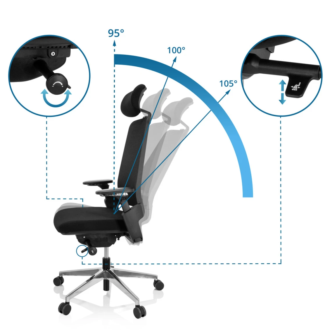 Chaise De Bureau / Fauteuil Pivotant BRACIO Tissu Noir Hjh OFFICE 2 Chaise De Bureau / Fauteuil Pivotant BRACIO Tissu Noir Hjh OFFICE – Image 2