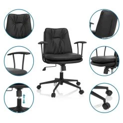 Chaise De Bureau / Fauteuil Pivotant SMALLO Similicuir Noir Hjh OFFICE -Magasin Joss & Main chaise de bureau fauteuil pivotant smallo similicuir noir hjh office 12981930 35272630 1140x1140