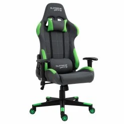 IDIMEX Chaise De Bureau Gaming SWIFT, Revêtement En Tissu Gris Et Vert