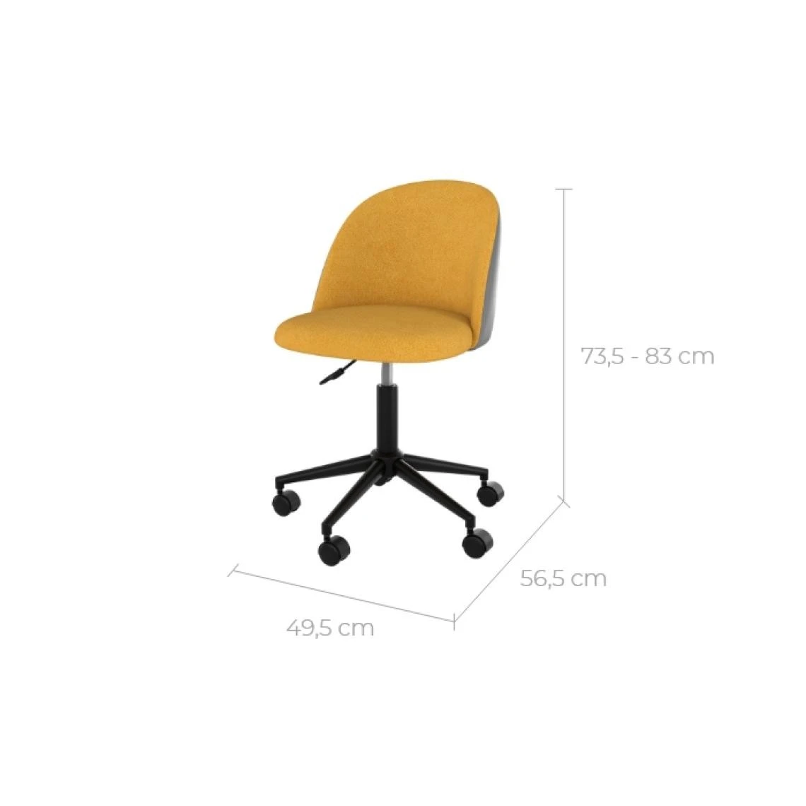 Rendez Vous Déco Chaise De Bureau Jane Jaune Et Gris 2 Rendez Vous Déco Chaise De Bureau Jane Jaune Et Gris – Image 2