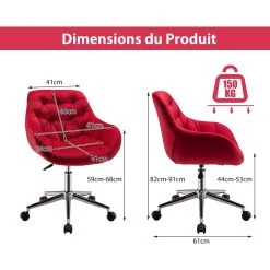 Giantex Chaise De Bureau Pivotante En Velours, Réglable En Hauteur, Avec Cous... 7 Giantex Chaise De Bureau Pivotante En Velours, Réglable En Hauteur, Avec Cous... -Magasin Joss & Main chaise de bureau pivotante en velours reglable en hauteur avec coussin rembourre et roulettes universelles rouge 14137060 39413642 1140x1140