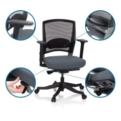 Hjh OFFICE Chaise De Bureau / Siège Pivotant IKAST BASE Tissu Maille Noir / Tiss... -Magasin Joss & Main chaise de bureau siege pivotant ikast base tissu maille n 7860199 380348 8 1140x1140