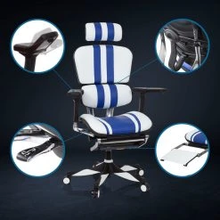 Hjh OFFICE Chaise De Gaming Haut De Gamme ERGOHUMAN ELITE PRO Blanc/Bleu Hjh OFFI... -Magasin Joss & Main chaise de gaming haut de gamme ergohuman elite pro blancble 7860033 385252 2 1140x1140