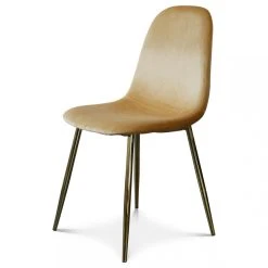 Opjet Chaise En Velours Jaune Piétement Doré L.55 VICTORY