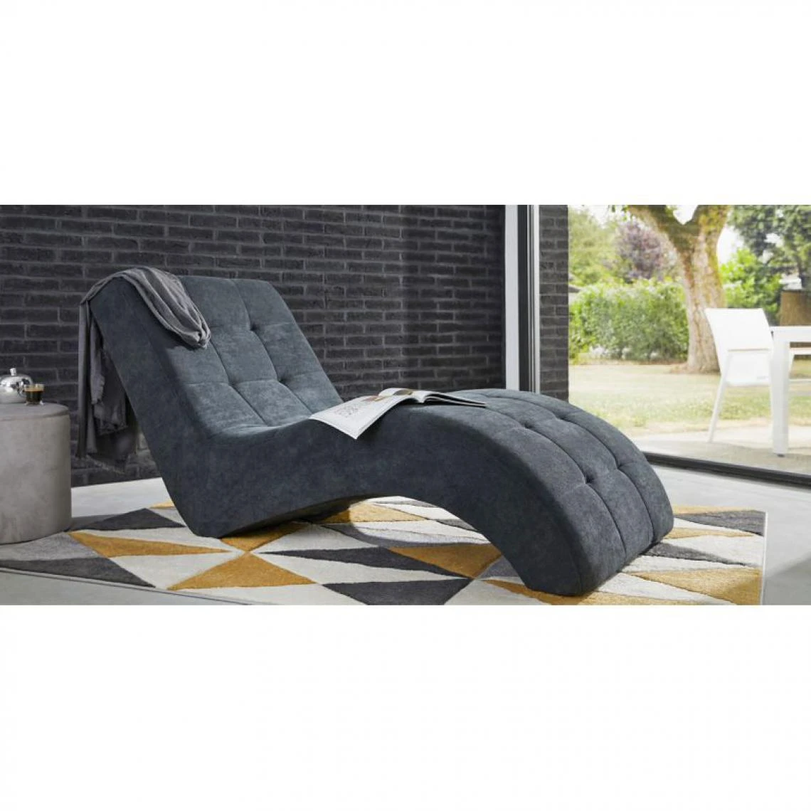 Modern Living Chaise Longue PATIO Tissu Gris Clair 2 Modern Living Chaise Longue PATIO Tissu Gris Clair – Image 2