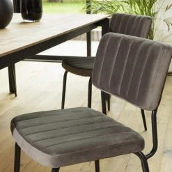 MACABANE Chaise Velours Gris Foncé Pieds Métal Noir 15 MACABANE Chaise Velours Gris Foncé Pieds Métal Noir -Magasin Joss & Main chaise velours gris fonce pieds metal noir 3357748 6183194 94 1140x1140