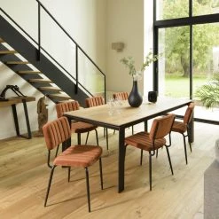 MACABANE Chaise Velours Orange Pieds Métal Noir -Magasin Joss & Main chaise velours orange pieds metal noir 3357750 6183218 18 1140x1140