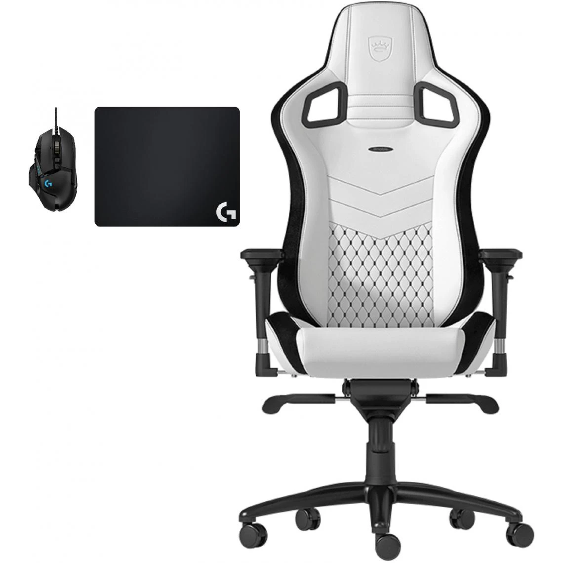 Noblechairs Chaise Gamer EPIC - Blanc/Noir + Souris G502 HERO + Tapis De Souris G2... 1 Noblechairs Chaise Gamer EPIC - Blanc/Noir + Souris G502 HERO + Tapis De Souris G2...