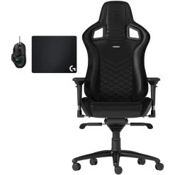 Noblechairs Chaise Gamer EPIC - Noir + Souris G502 HERO + Tapis De Souris G240