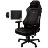 Noblechairs Chaise Gamer HERO - Vrai Cuir - Noir/Noir + Souris G502 HERO + Tapis D...