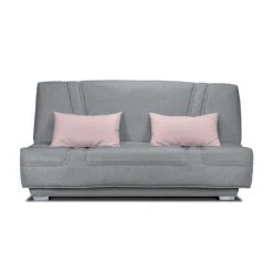 Gruhier COMFORT BULTEX Banquette Clic Clac - Tissu Gris + Coussins Deco Rose -...