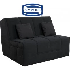 UB DESIGN SALON Canapé Lit Well Bz 140 Tissu Noir Matelas Simmons 45kg
