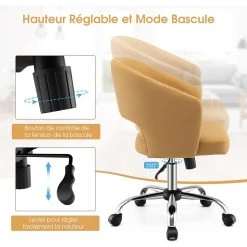 Giantex COSTWAY Chaise De Bureau Cuir Pu Réglable En Hauteur, Fauteuil De Bur... -Magasin Joss & Main costway chaise de bureau cuir pu reglable en hauteur fauteuil de bureau base en metal pivotante a dossier moyen jaune 14137030 39413532 1140x1140