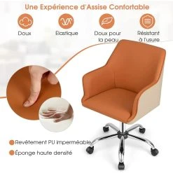 Giantex COSTWAY Chaise De Bureau En Cuir Pu Siège Réglable, Fauteuil De Bure... -Magasin Joss & Main costway chaise de bureau en cuir pu siege reglable fauteuil de bureau pivotant siege ergonomique charge 150 kg marron 14136848 39412852 1140x1140