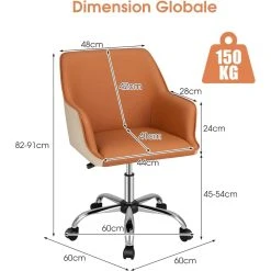 Giantex COSTWAY Chaise De Bureau En Cuir Pu Siège Réglable, Fauteuil De Bure... -Magasin Joss & Main costway chaise de bureau en cuir pu siege reglable fauteuil de bureau pivotant siege ergonomique charge 150 kg marron 14136848 39412856 1140x1140
