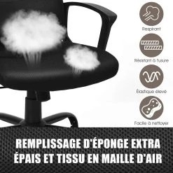 Giantex COSTWAY Chaise De Bureau Ergonomique Hauteur Réglable Fauteuil D'ordi... -Magasin Joss & Main costway chaise de bureau ergonomique hauteur reglable fauteuil dordinateur en maille avec appui tete pivotant renfort lombaire noir 14136944 39413206 1140x1140