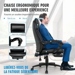 Giantex COSTWAY Chaise De Bureau Ergonomique Inclinable Pivotant Réglable En ... -Magasin Joss & Main costway chaise de bureau ergonomique inclinable pivotant reglable en hauteur avec roulettes appuie tete accoudoir repose pieds 62 x 715 x 109 119 cm noir 14136872 39412928 1140x1140