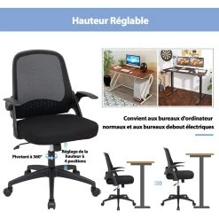 Giantex COSTWAY Chaise De Bureau Pivotante Bascule, Fauteuil Ergonomique à Ro... -Magasin Joss & Main costway chaise de bureau pivotante bascule fauteuil ergonomique a roulettes en maille avec soutien lombaire reglable en hauteur 925 1025 cm 14137064 39413662 1140x1140