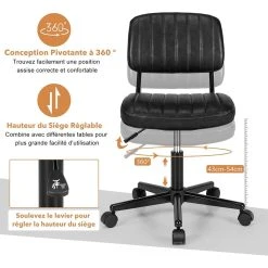 Giantex COSTWAY Chaise De Bureau Pivotante Et Réglable En Hauteur, Tabouret D... -Magasin Joss & Main costway chaise de bureau pivotante et reglable en hauteur tabouret de bureau en cuir pu avec coussin epaiss chaise de travail pour bureau et maison noir 14137052 39413608 1140x1140