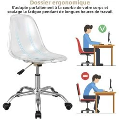 Giantex COSTWAY Chaise De Bureau Transparente Style Scandinave, Chaise Pivotan... -Magasin Joss & Main costway chaise de bureau transparente style scandinave chaise pivotante a roulettes moderne en acrylique avec base chromee hauteur reglable 42 525 cm 14137028 39413526 1140x1140